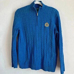 Lauren Ralph Lauren VTG Women’s Blue Cable Knit Sweater Crest Crown Anchor Large